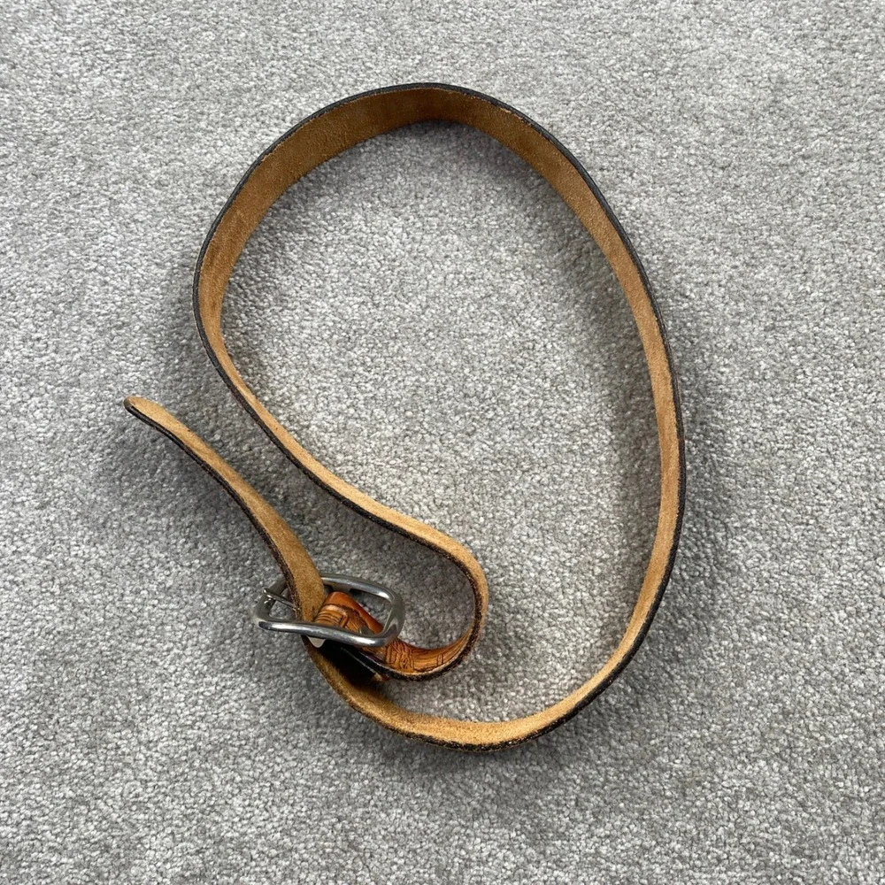 Western Leather Belt Unisex 40 Brown Embossed Horse Ranch USA Made 